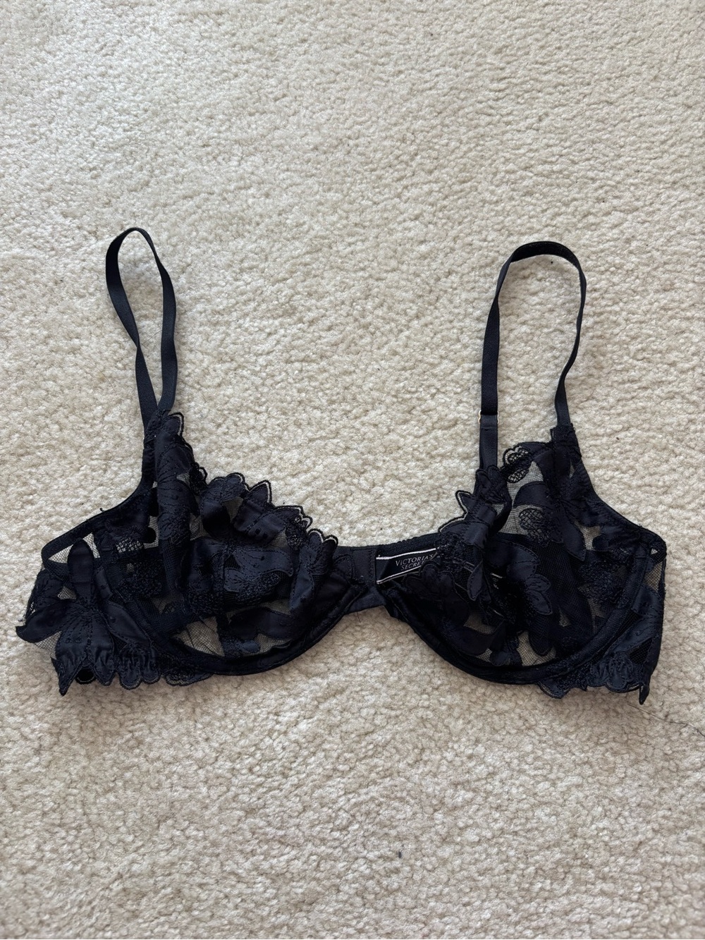 Victoria's Secret Black Sheer Lace Underwire Bra